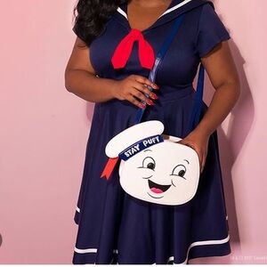 Vixen by Micheline Pitt Stay Puft Kids Bag in White and Blue